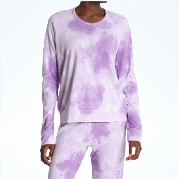 Sundry Lilac Tie Dye Crew Neck Pullover Sweatshirt 2 Medium / 3 Large NEW - Picture 1 of 12
